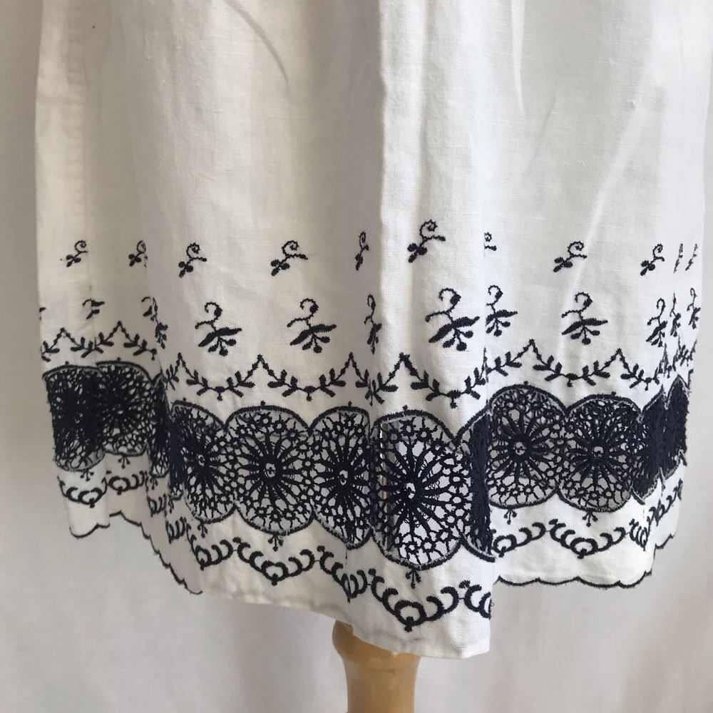 J.Crew Embroidered Linen Blend Mini Dress European Coastal Summer Resort XXS - Picture 7 of 14
